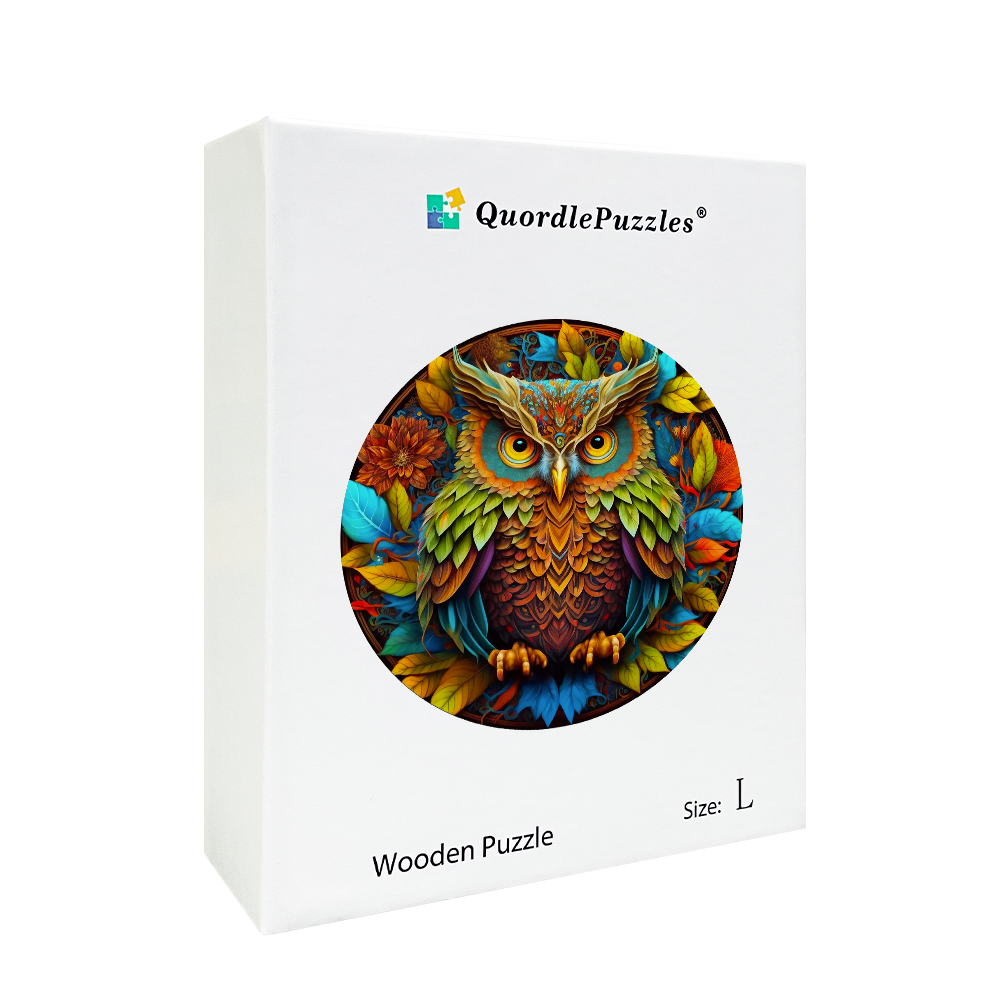 Drevené puzzle sova mandala