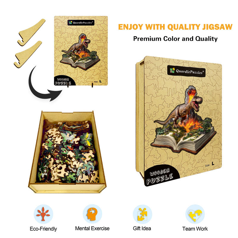 3D jurský vulkán drevené puzzle