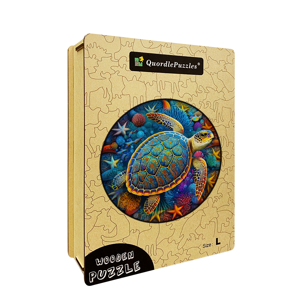 Drevené puzzle morská korytnačka akvarel