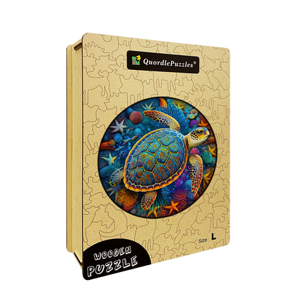 Drevené puzzle morská korytnačka akvarel