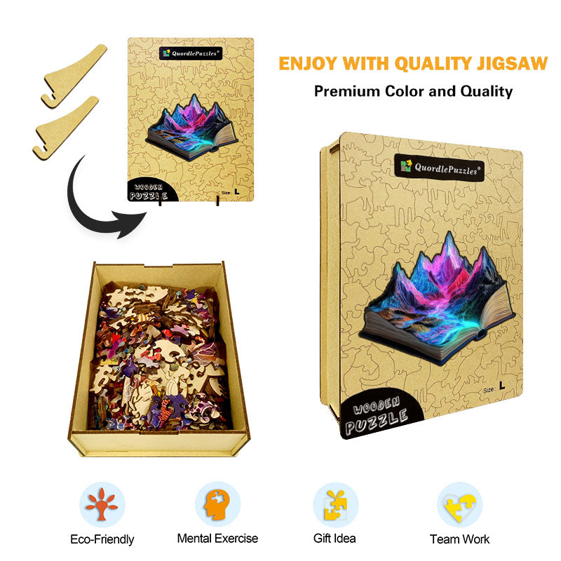 3D neonová horská rieka drevené puzzle