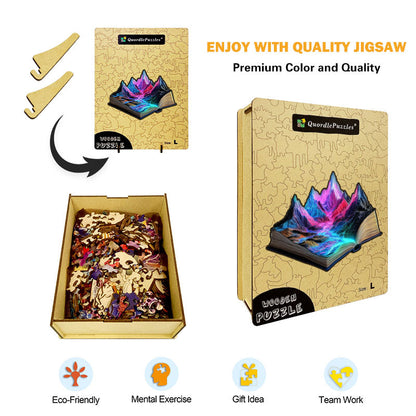 3D neonová horská rieka drevené puzzle