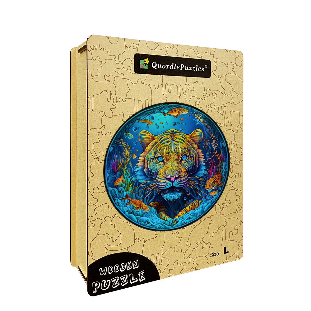 Psychedelická drevená skladačka tiger