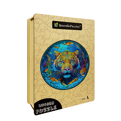 Psychedelická drevená skladačka tiger