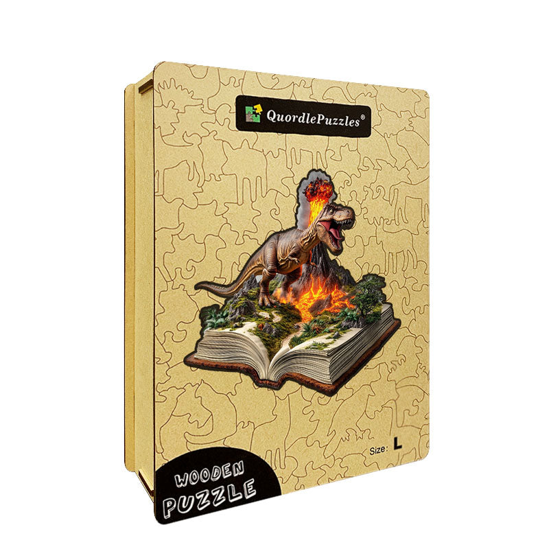 3D jurský vulkán drevené puzzle