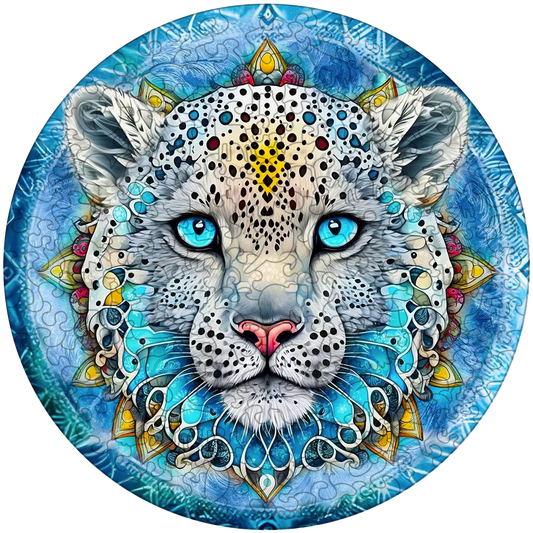 Drevená skladačka snow leopard mandala