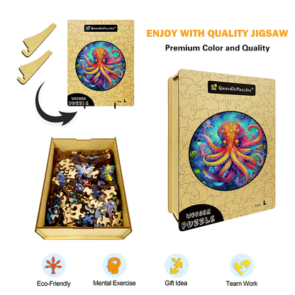 Octopus vibrant drevené puzzle