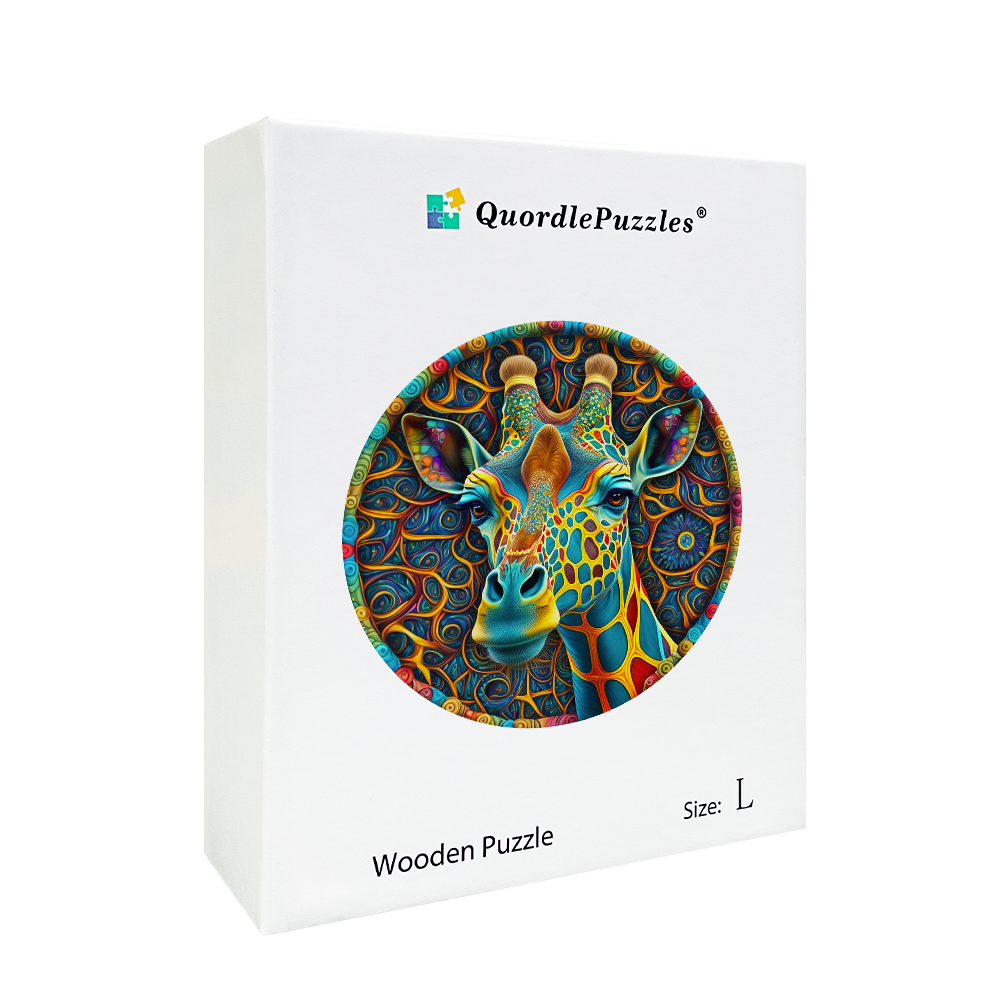 Drevená skladačka psychedelická žirafa