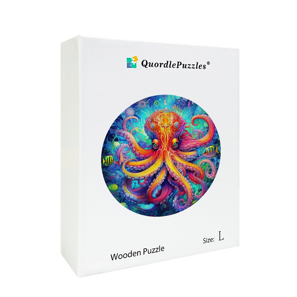 Octopus vibrant drevené puzzle
