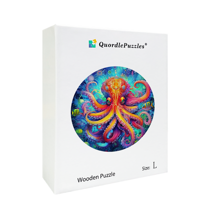Octopus vibrant drevené puzzle