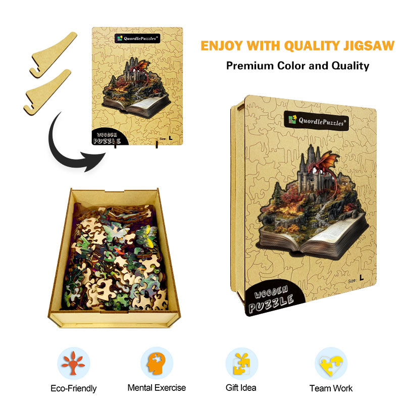 3D dračí hrad drevené puzzle